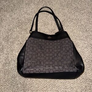 Coach Lexy Signature Black and Gray Shoulder Bag